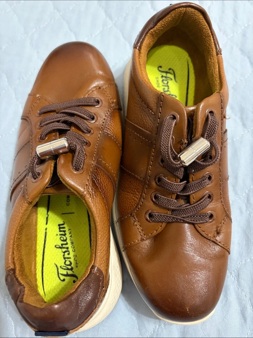 Boys Florsheim Great Lakes Lace to Toe Sneaker Jr Cognac Leather Size 11.5  US